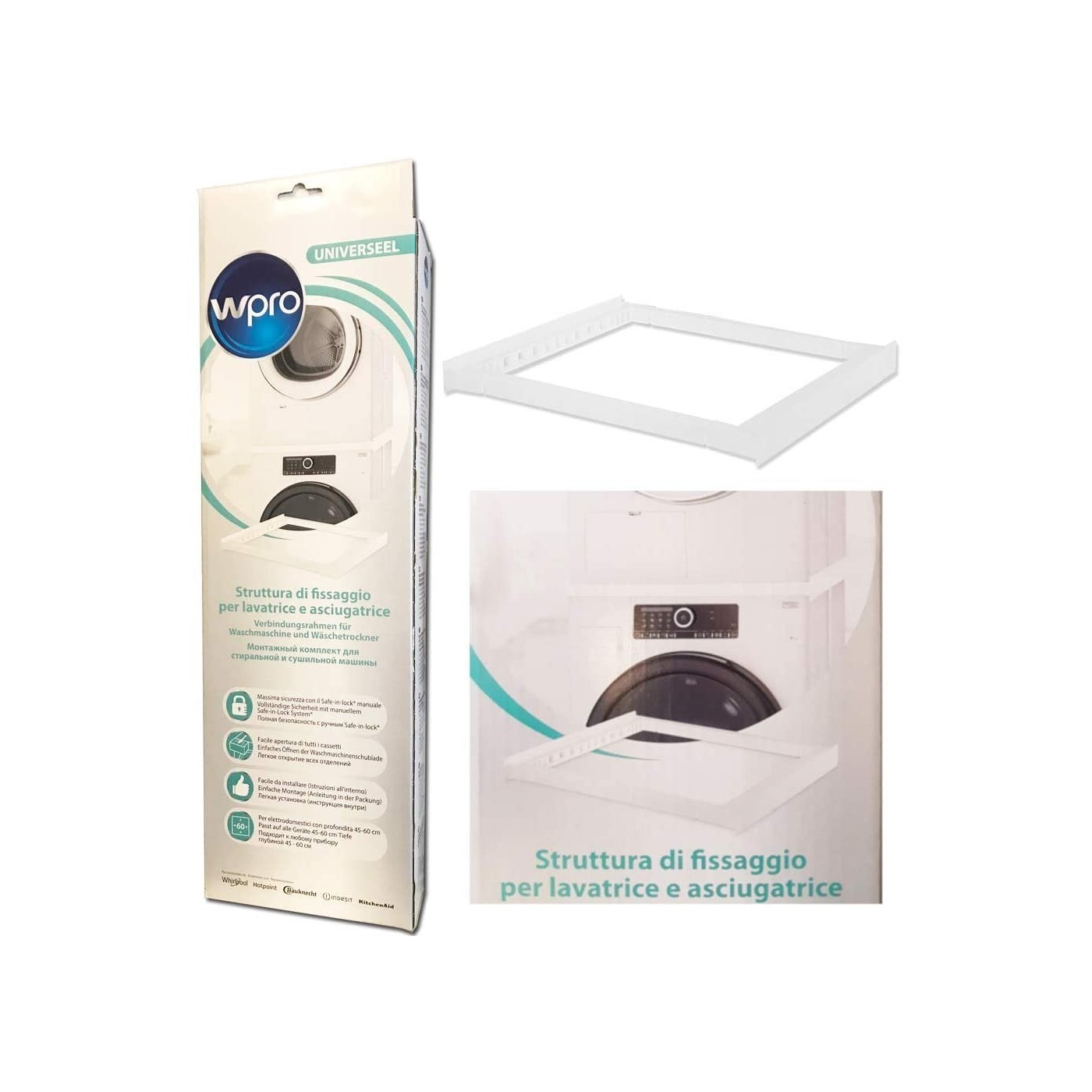 Wpro Kit accatastamento universale per lavatrice e asciugatrice