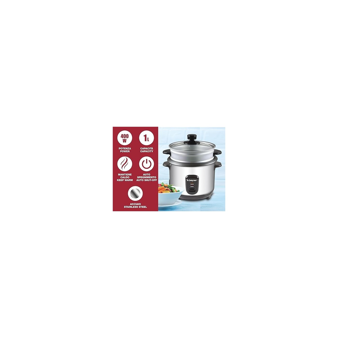 CUOCIRISO E VAPORIERA BEPER 90.550