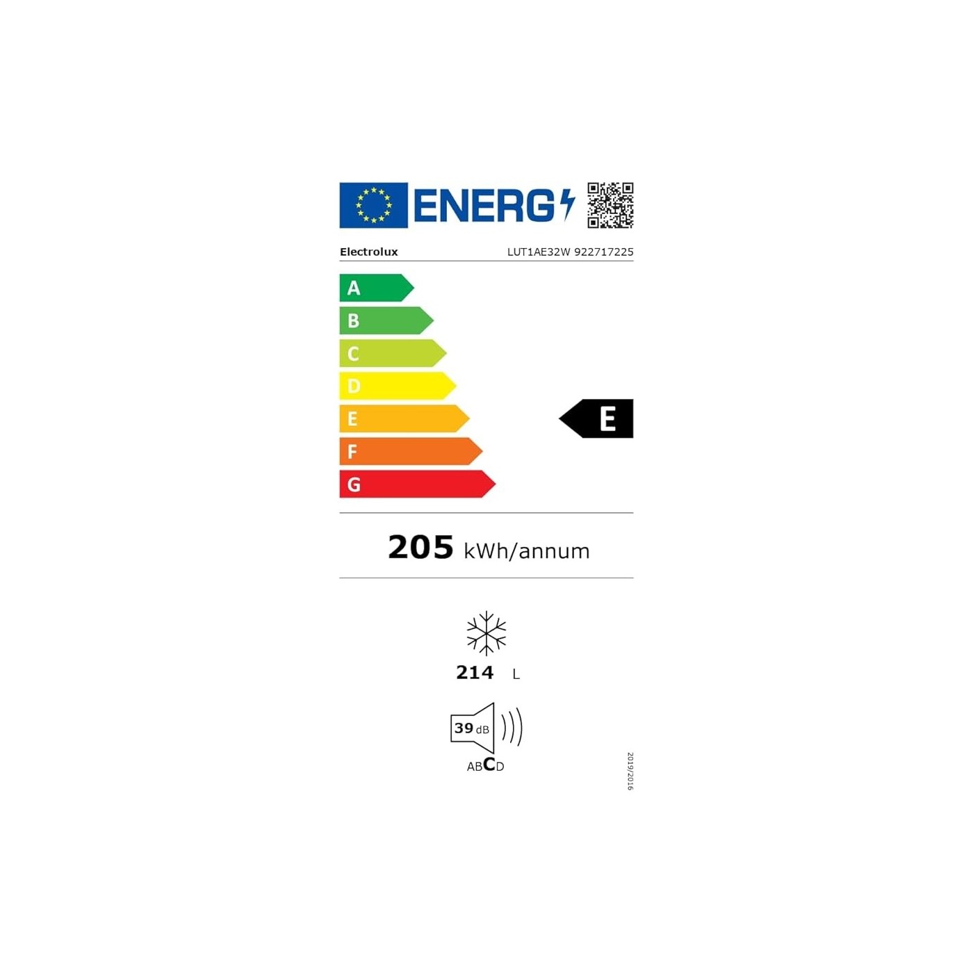 CONGELATORE VERTICALE ELECTROLUX 214L LUT1AE32W  CLASSE E