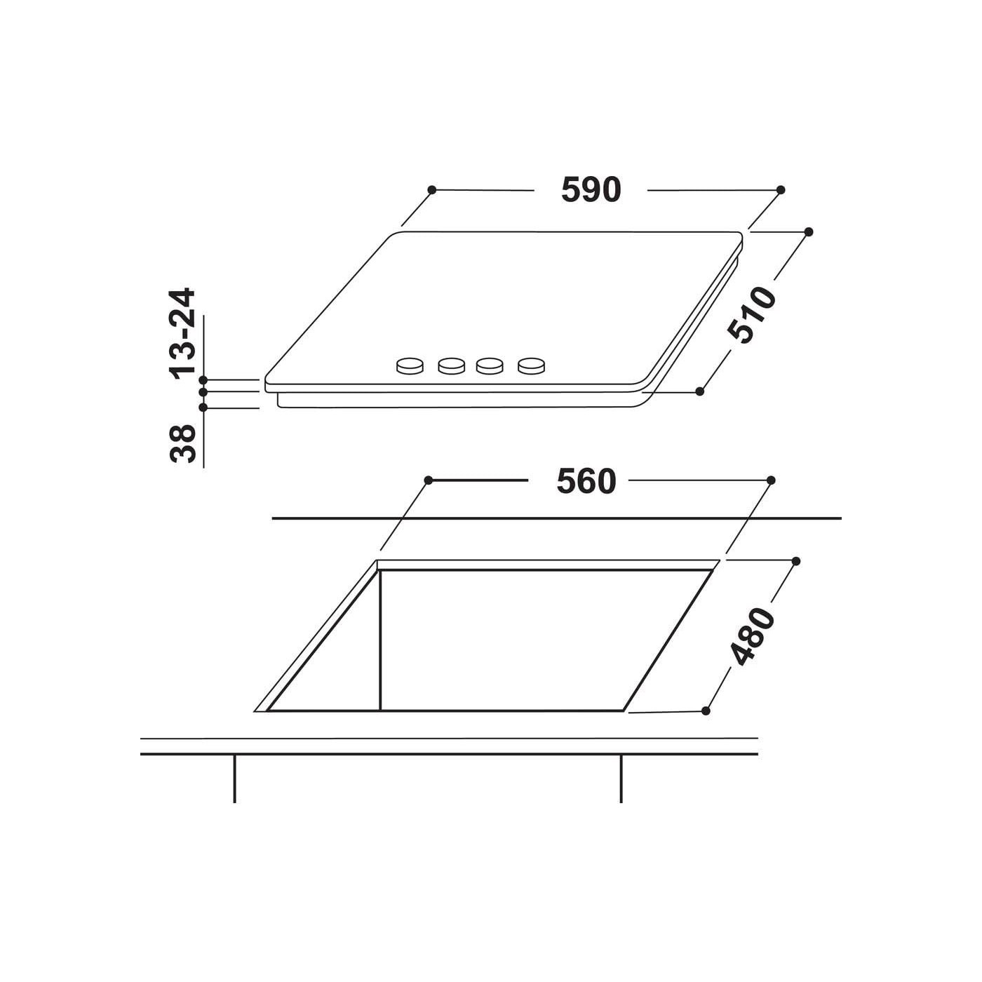 PIANO COTTURA INDESIT 4 FUOCHI THP641W/IX/I