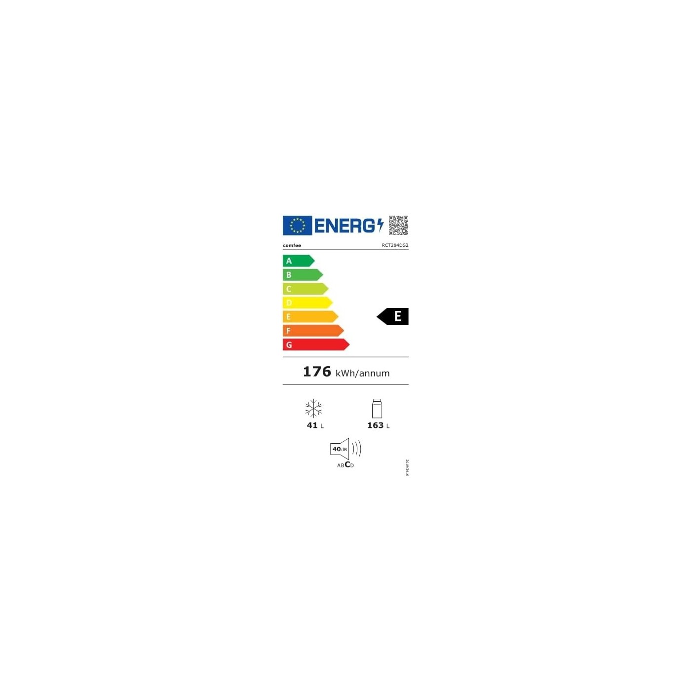 FRIGORIFERO COMFEE 204L RCT284DS2 CLASSE E