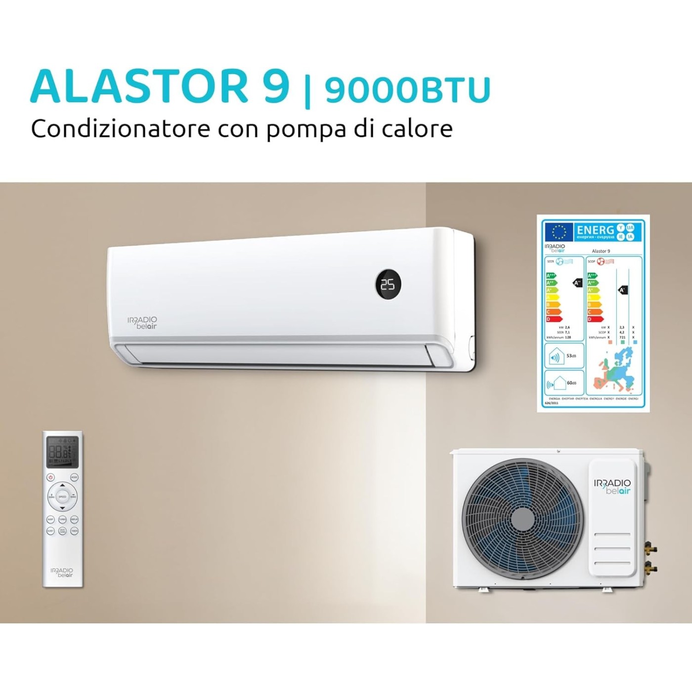 CONDIZIONATORE IRRADIO BELAIR ALASTOR 9000 BTU CLASSE A++/A+