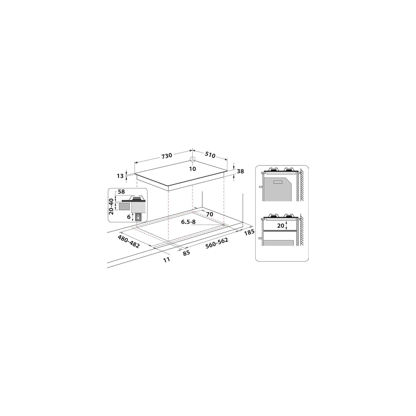 PIANO COTTURA INDESIT 5 FUOCHI THP752WIXI