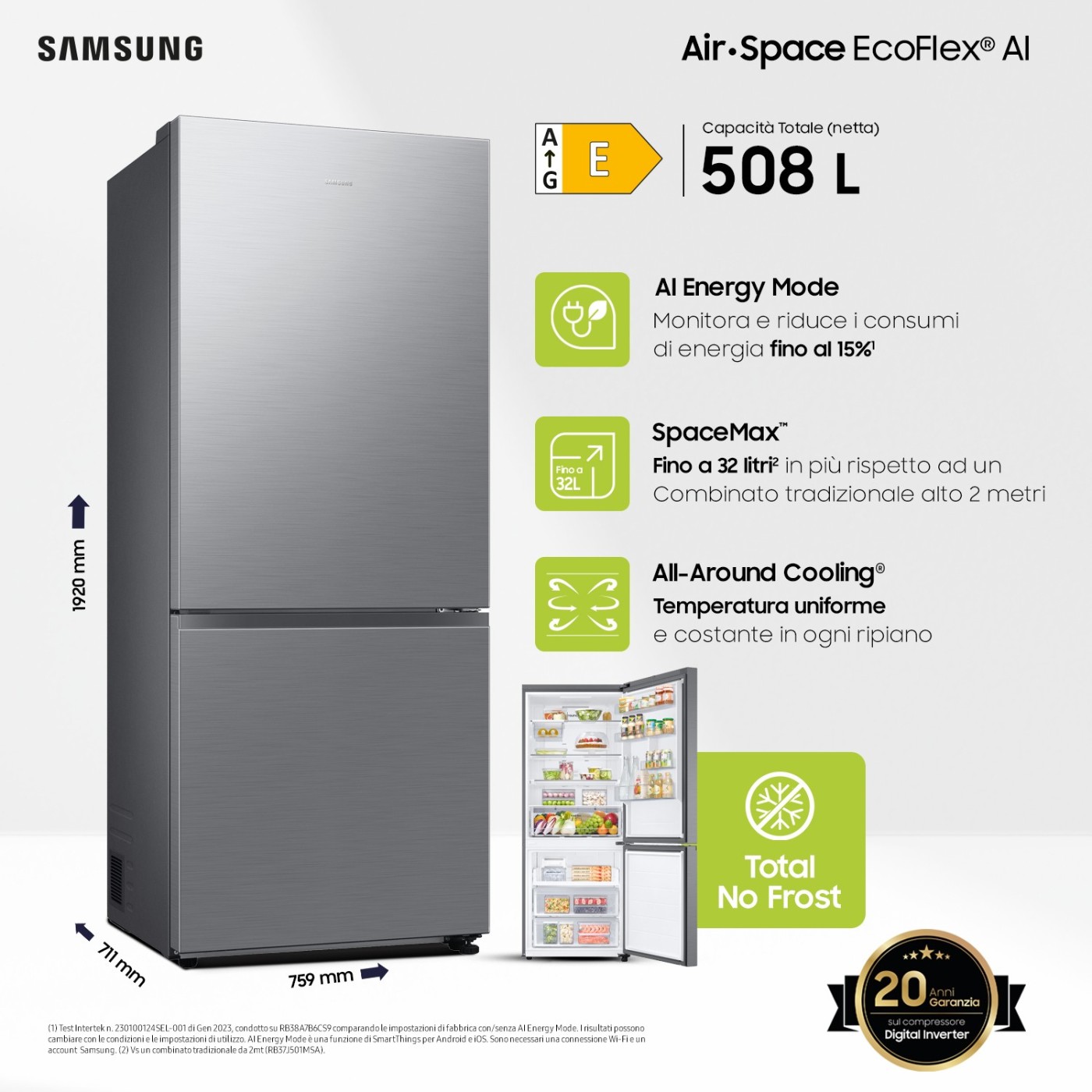 FRIGORIFERO SAMSUNG 508L RB50DG602ES9EF CLASSE E