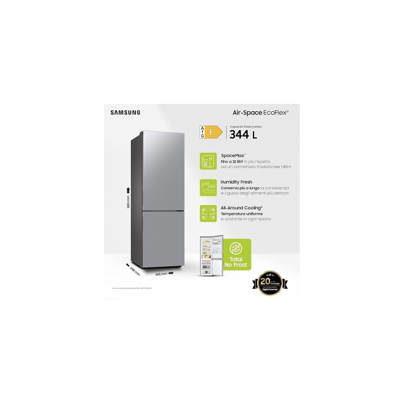 FRIGORIFERO COMBINATO SAMSUNG RB33B610ESA/EF INOX