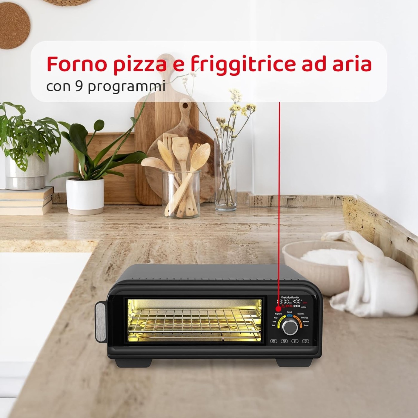 FORNO PIZZA E FRIGGITRICE AD ARIA MELCHIONI PIZZA FRY 18L NERO