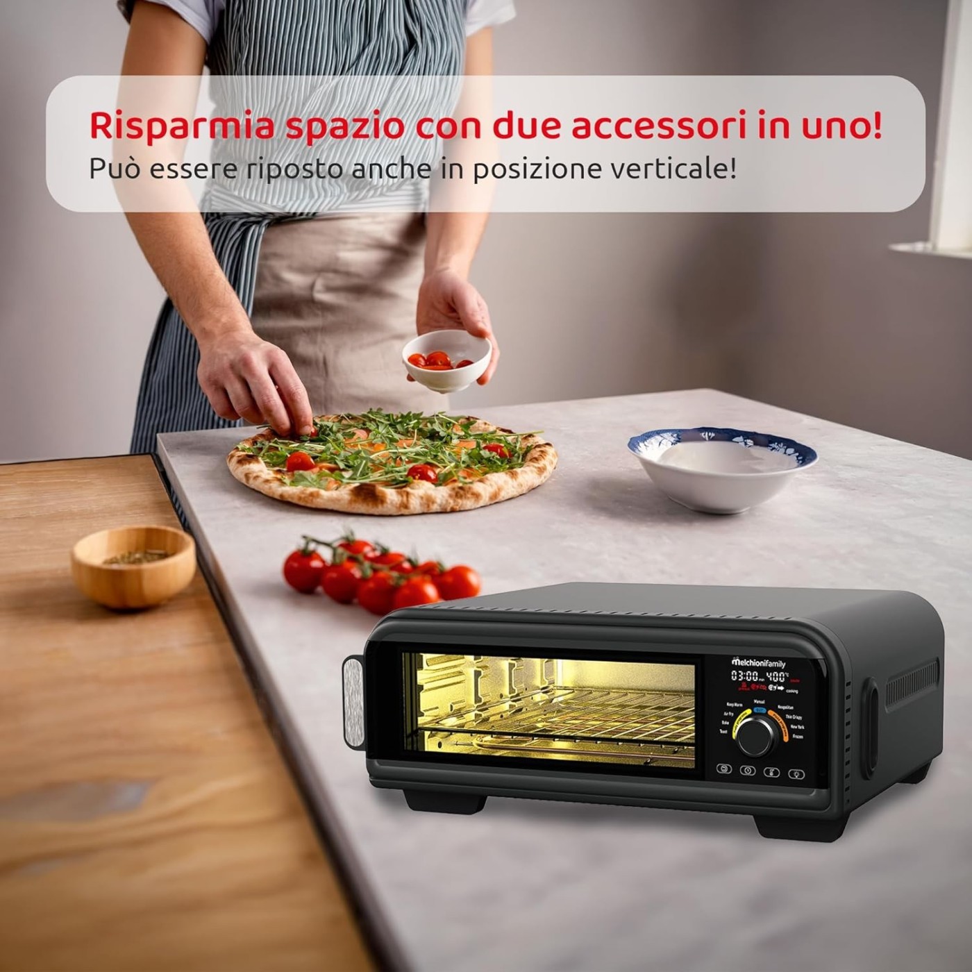 FORNO PIZZA E FRIGGITRICE AD ARIA MELCHIONI PIZZA FRY 18L NERO