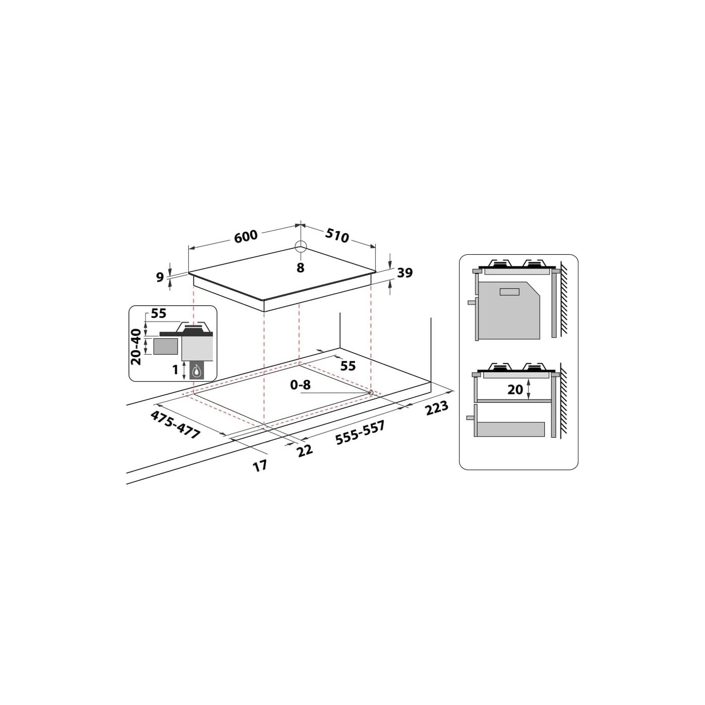 PIANO COTTURA A INCASSO HOTPOINT PCN 640 T (AN) R/HA NERO