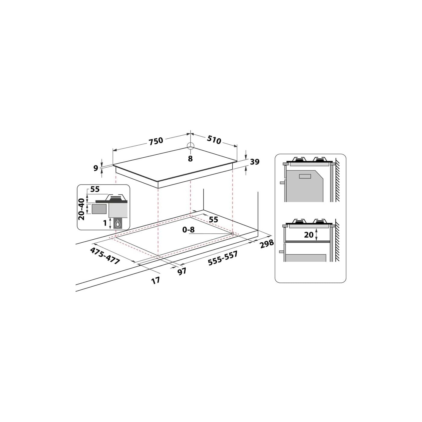 PIANO COTTURA A GAS HOTPOINT PCN 750 T (AN) R/HA CLASSE F ANTRACITE