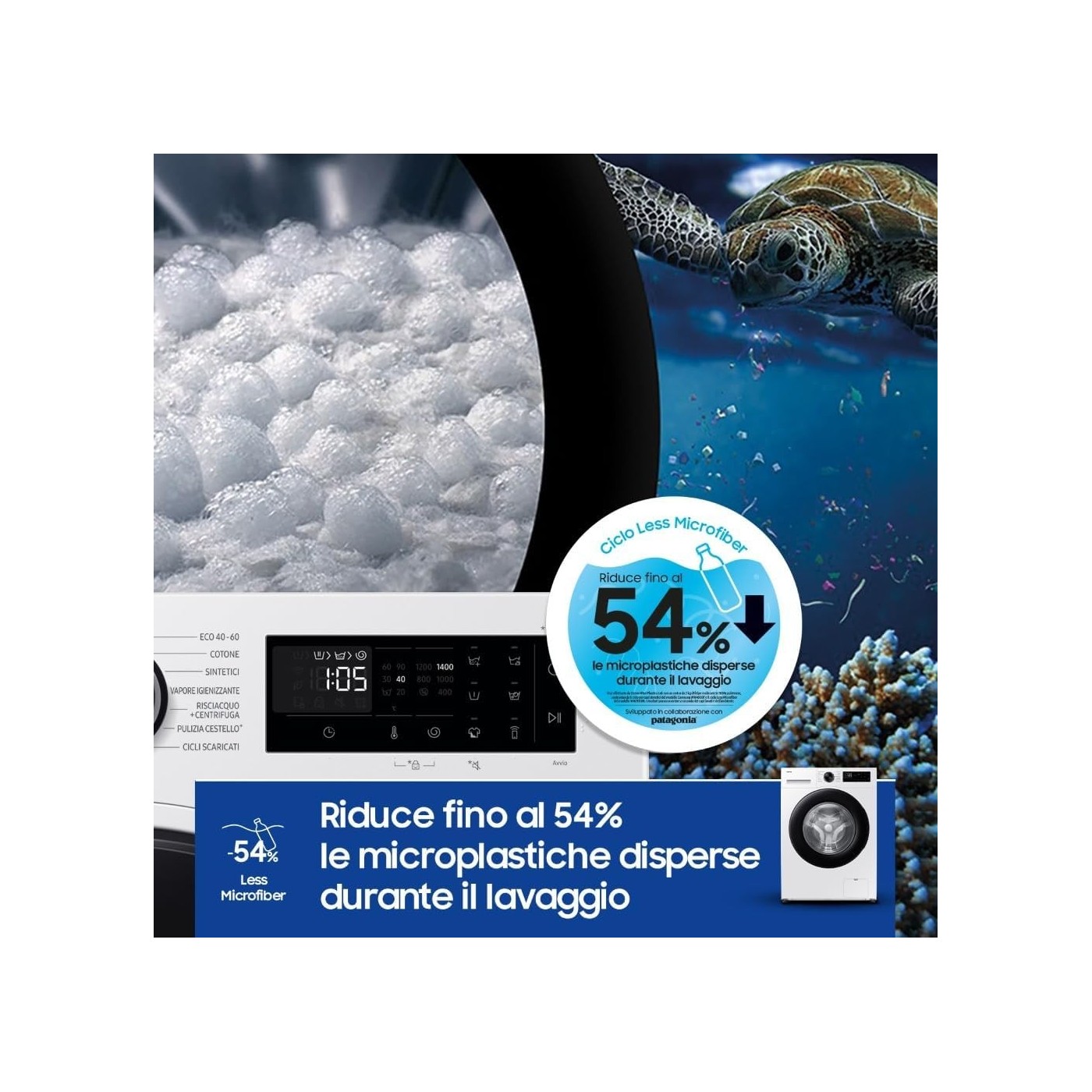 LAVATRICE SAMSUNG 9KG SLIM 48CM WW90DG5G34AEET CLASSE A BIANCO