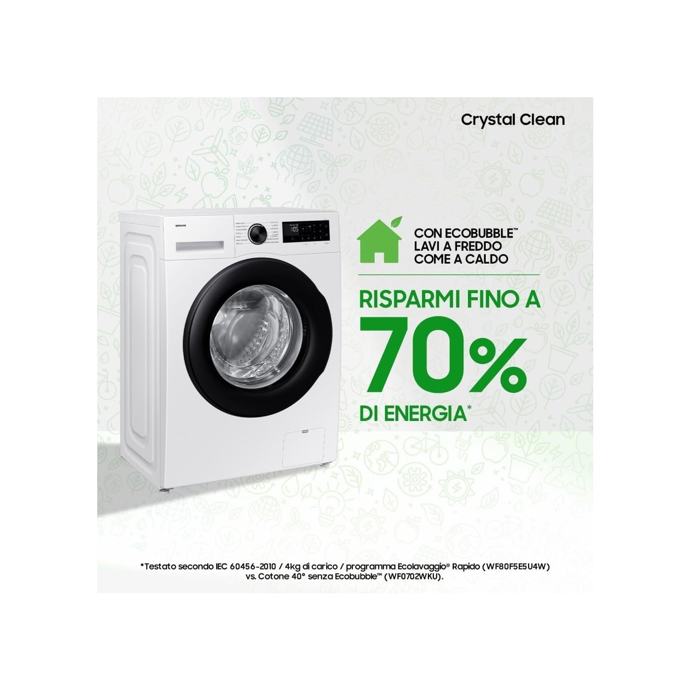 LAVATRICE SAMSUNG 9KG SLIM 48CM WW90DG5G34AEET CLASSE A BIANCO